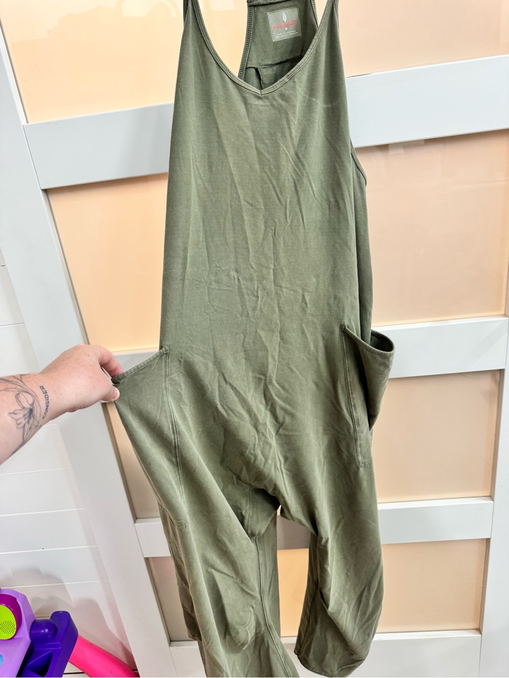 Free People Movement - Olive Green Women's Utility Jumpsuit - Picture 2 of 8